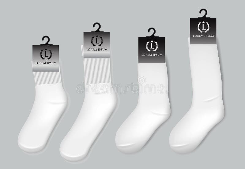 Various White Socks Foot Wear Mockup Isolated 3D Illustration. Stock ...