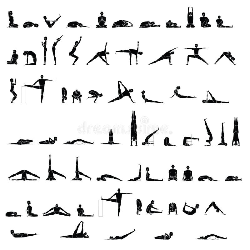 Download Various Yoga And Stretching Poses Stock Vector - Illustration of pose, relax: 34912858