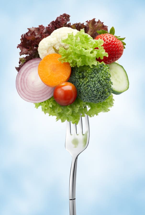Variété de légumes sur la fourchette photographie stock Variété de légumes sur la fourchette photographie stock