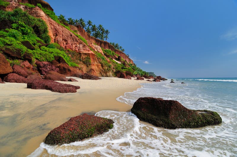 Exotic cliff beach in Varkkalla. Kerala. India. Exotic cliff beach in Varkkalla. Kerala. India