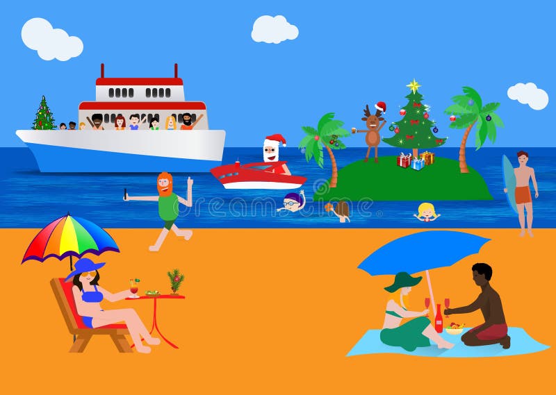 Varm jul: fira jul i ett annat sätt royaltyfri illustrationer Varm jul: fira jul i ett annat sätt royaltyfri illustrationer