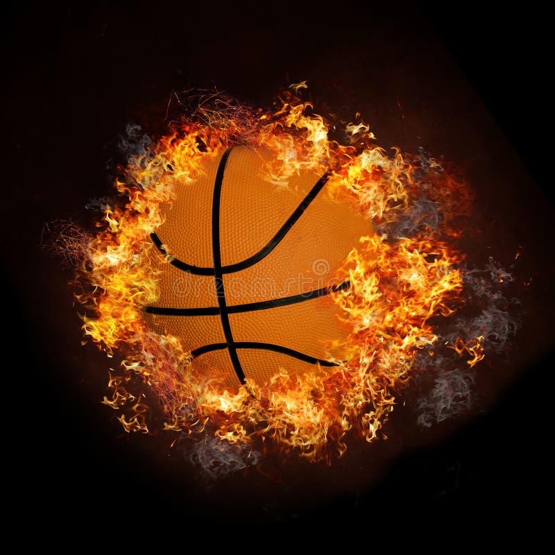 Basketball on hot fire smoke with black background. Basketball on hot fire smoke with black background