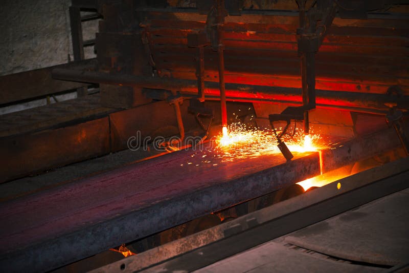 Hot steel from oven in the factory. Hot steel from oven in the factory
