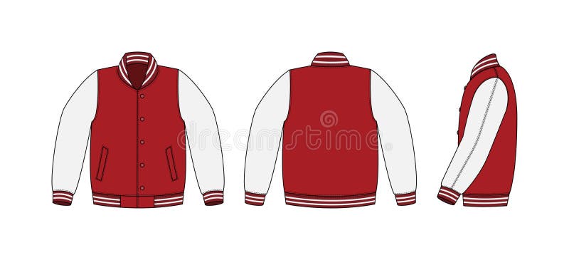 Varsity Jacket Baseball Jacket Template Illustrationfront,back and Side ...