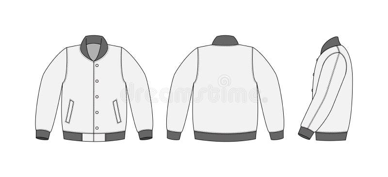 Varsity Jacket Baseball Jacket Template Illustrationfront,back and Side ...