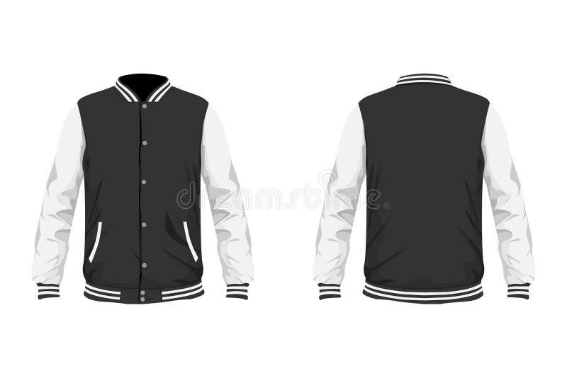 Download Varsity Jacket Grey And White Mockup Stock Vector Illustration Of Hood Casual 190642748