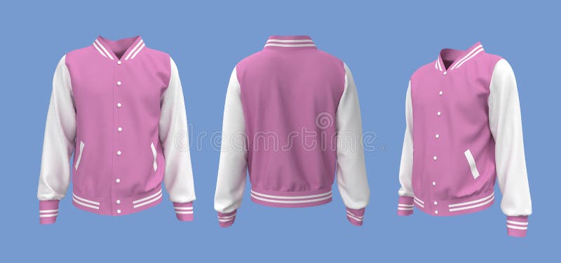 Download Varsity Jacket Mockup In Front Side And Back Views Stock Illustration Illustration Of Mock Back 202760233