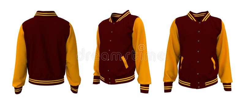 Varsity Jacket Mockup Front Side Back Views Stock Illustrations – 100 ...