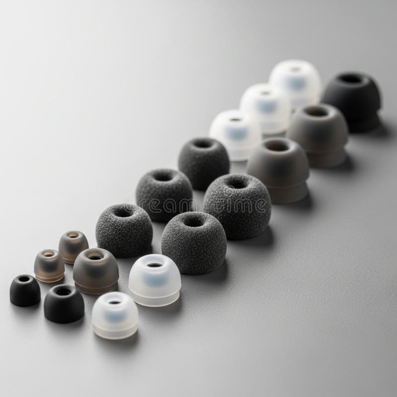 Vary in size and material including black foam translucent silicone and royalty free illustration