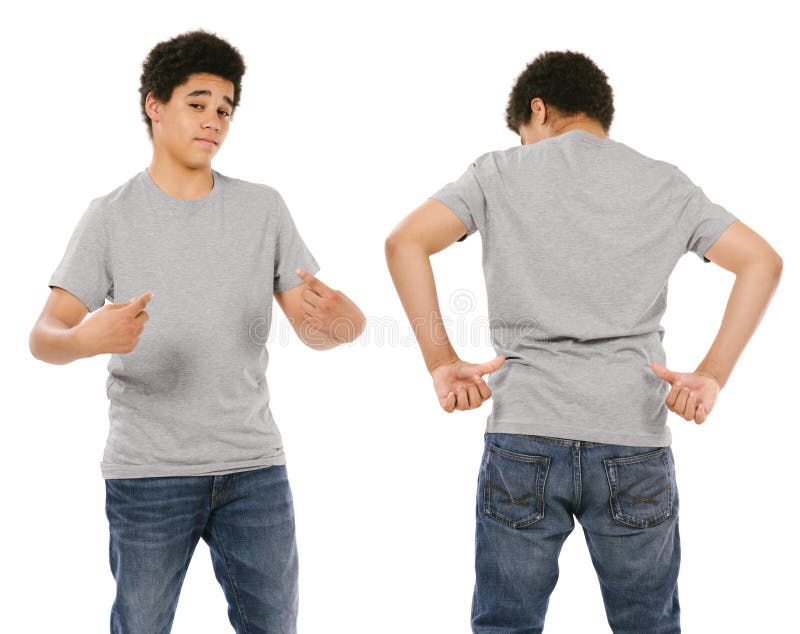 Varón negro joven con la camisa gris en blanco foto de archivo libre de regalías Varón negro joven con la camisa gris en blanco foto de archivo libre de regalías