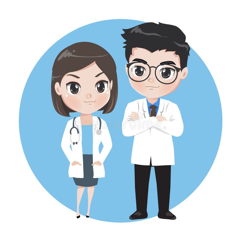 Varón y personajes de dibujos animados femeninos de los doctores libre illustration Varón y personajes de dibujos animados femeninos de los doctores libre illustration