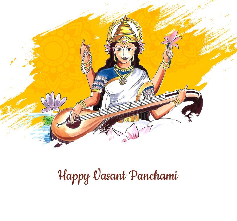 Vasant Panchami on Indian God Saraswati Maa Celebration Card Background  Stock Vector - Illustration of vasant, culture: 239021887