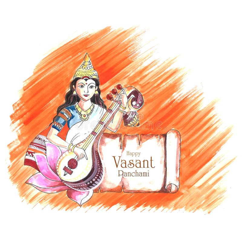 Free Vector | Hand draw happy vasant panchami sketch indian festival card  background