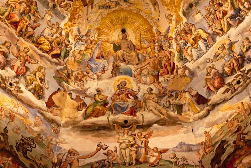 Jesus Christ Judgment Vasari Fresco Brunescelli's Dome Duomo Basilica Cathedral Church Florence Italy Fresco. Jesus Christ Judgment Vasari Fresco Brunescelli's Dome Duomo Basilica Cathedral Church Florence Italy Fresco