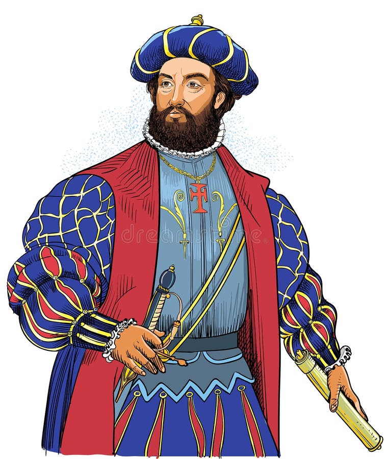 Vasco Da Gama Ha Colorato Il Ritratto Nella Linea Illustrazione Di Arte  Strati Editabili Illustrazione Vettoriale - Illustrazione di graffetta,  scopritore: 138981492