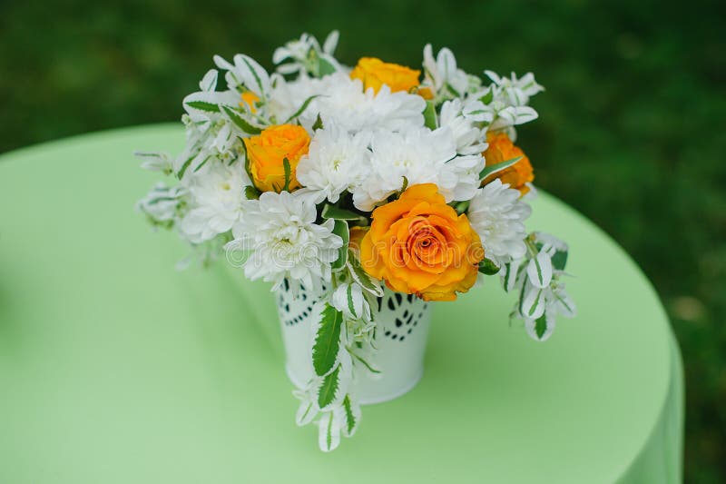 Vase of Flowers on the Table, Wedding Decor Stock Photo Image of