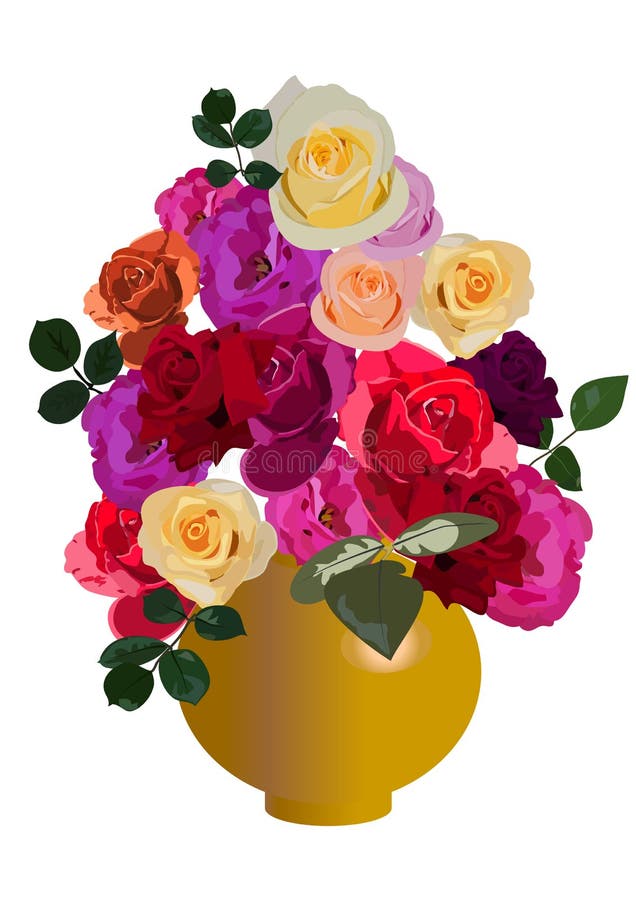 Vase with roses stock vector. Illustration of flowers 25694958