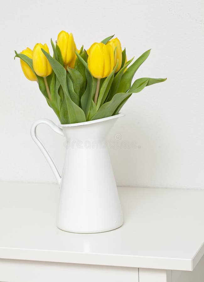 Yellow Tulips on Black and White Photographs Stock Image Image of