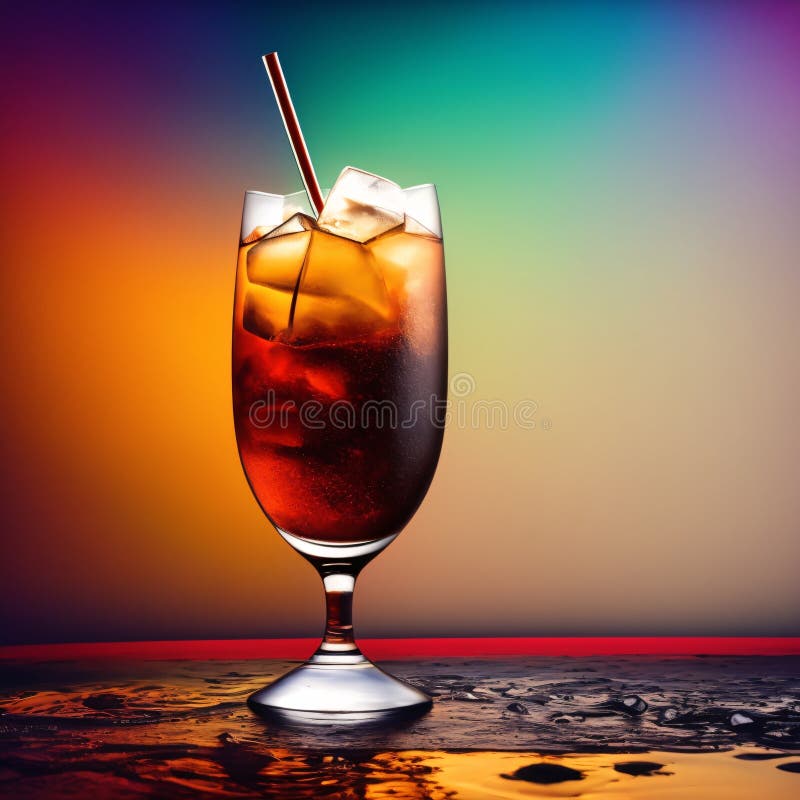Vaso de cola con coca de hielo cuba libre ilustración del vector