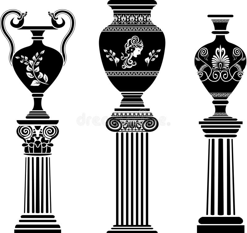 Vaso do grego clássico na coluna