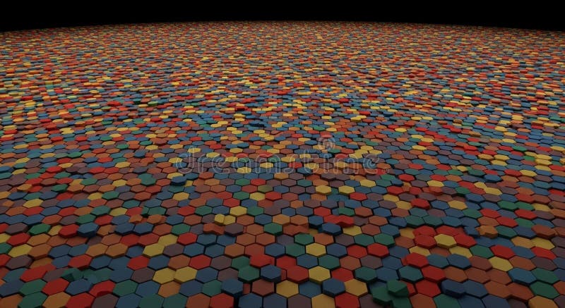 Vast field of colorful hexagonal tiles stretching to the horizon hexagons pattern vector illustration