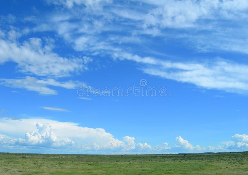 Alto il cielo un nuvole Attraverso ampio savana,,.