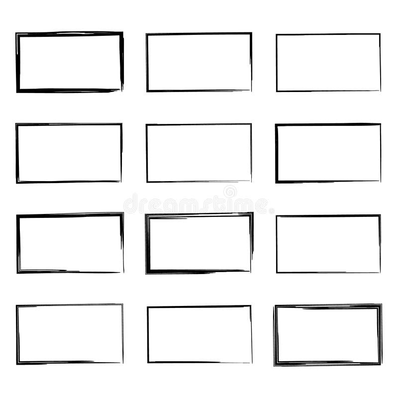 Vastgesteld hand getrokken vierkant stock illustratie Vastgesteld hand getrokken vierkant stock illustratie