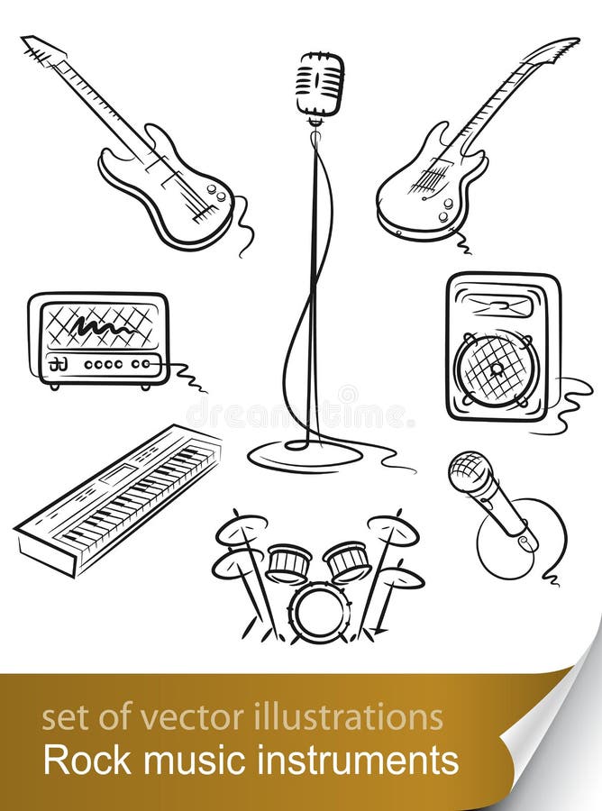 Vastgesteld rockinstrument vector illustratie Vastgesteld rockinstrument vector illustratie