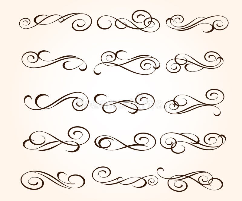 Vastgestelde elegante decoratieve rolelementen Vector illustratie vector illustratie Vastgestelde elegante decoratieve rolelementen Vector illustratie vector illustratie