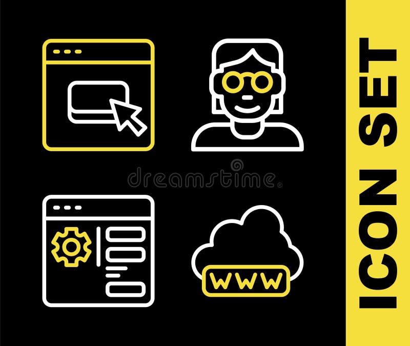 Vastgestelde lijn hakker of coder de browser die van de de ontwikkeling van het coderingsWeb en dossierpictogram plaatsen. vector stock illustratie