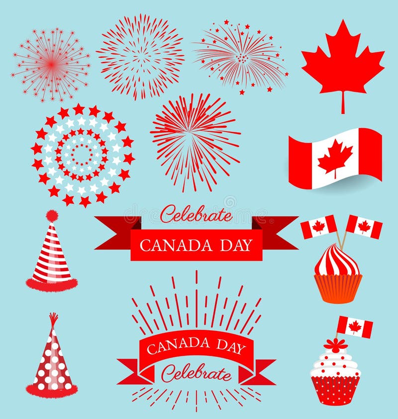 Vastgestelde ontwerpelementen voor de nationale dag van Canada royalty-vrije illustratie Vastgestelde ontwerpelementen voor de nationale dag van Canada royalty-vrije illustratie