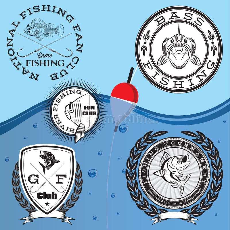 Set of vector emblems on the topic fishing. Set of vector emblems on the topic fishing