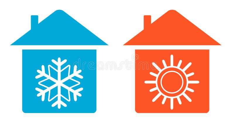 Vastgestelde warm en koud in huispictogram