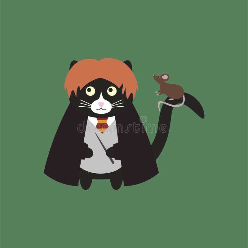 Cute Cat Ron Weasley with Scabbers. Fan Art Harry Potter Stock Vector - Illustration of halloween, animal: 199376719 Cute Cat Ron Weasley with Scabbers. Fan Art Harry Potter Stock Vector - Illustration of halloween, animal: 199376719