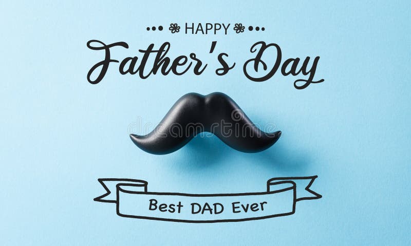 Father's day concept. Black moustache and the text on pastel paper background. Father's day concept. Black moustache and the text on pastel paper background.