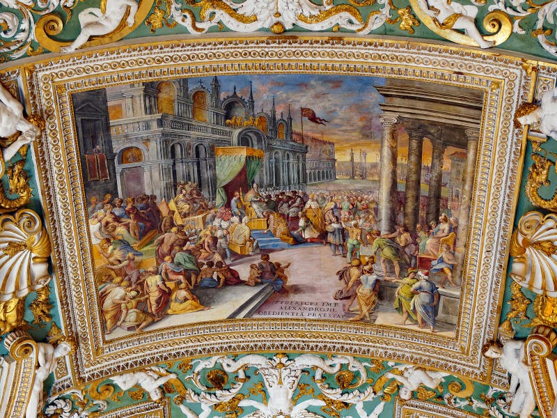 Vatican Ceiling Colourful Frescos Biblical Scene Editorial Image