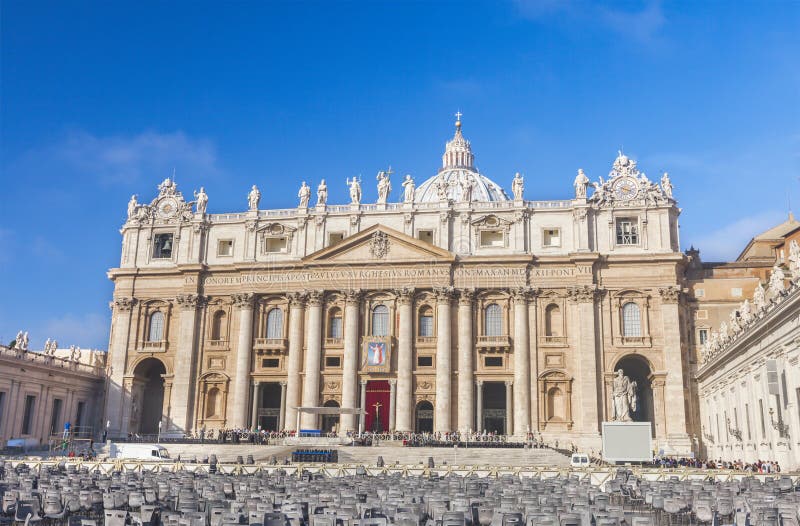 Vatican city square view with basilica