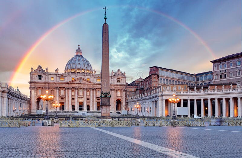 Vatican - Saint Peter s square with rainbow, Rome