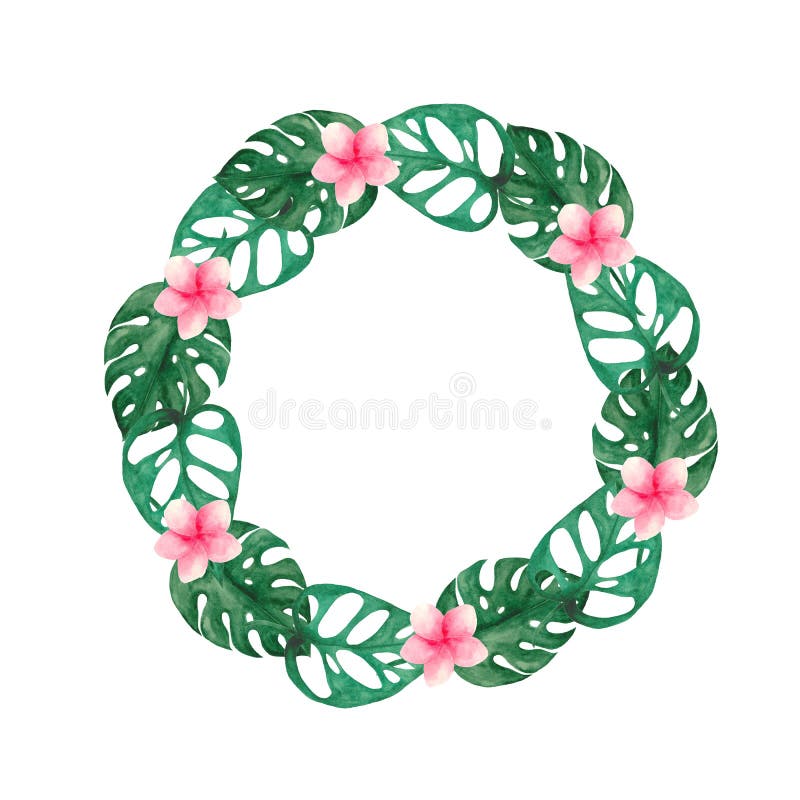 Vattenf?rgupps?ttning med tropiska sidor och blommor royaltyfri illustrationer Vattenf?rgupps?ttning med tropiska sidor och blommor royaltyfri illustrationer