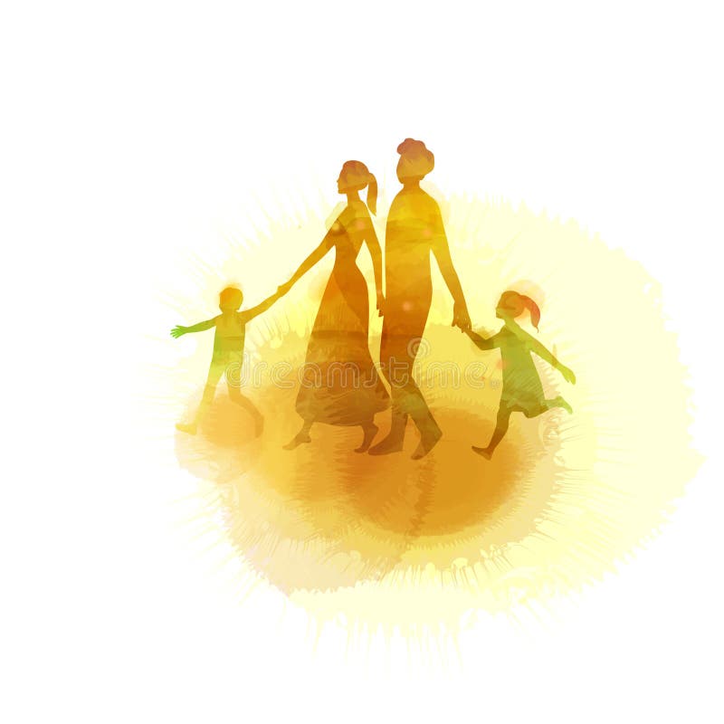 Vattenfärg av lyckliga föräldrar som har bra tid med deras lilla barn Familj på rosa bakgrund papperssnittstil vektor royaltyfri illustrationer Vattenfärg av lyckliga föräldrar som har bra tid med deras lilla barn Familj på rosa bakgrund papperssnittstil vektor royaltyfri illustrationer