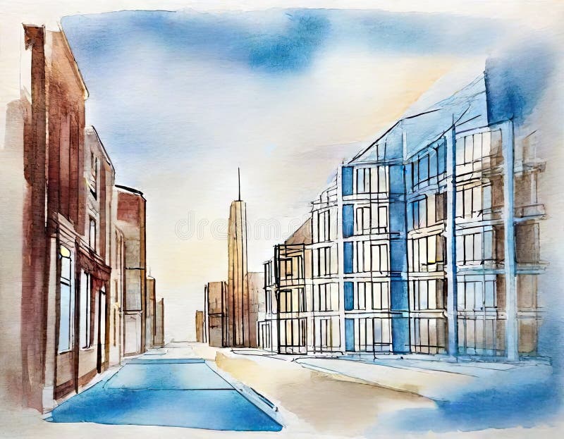 Vattenfärg i innovativa modeller för avancerad konstruktion vektor illustrationer