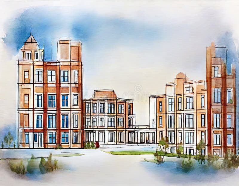 Vattenfärg i innovativa modeller för avancerad konstruktion vektor illustrationer