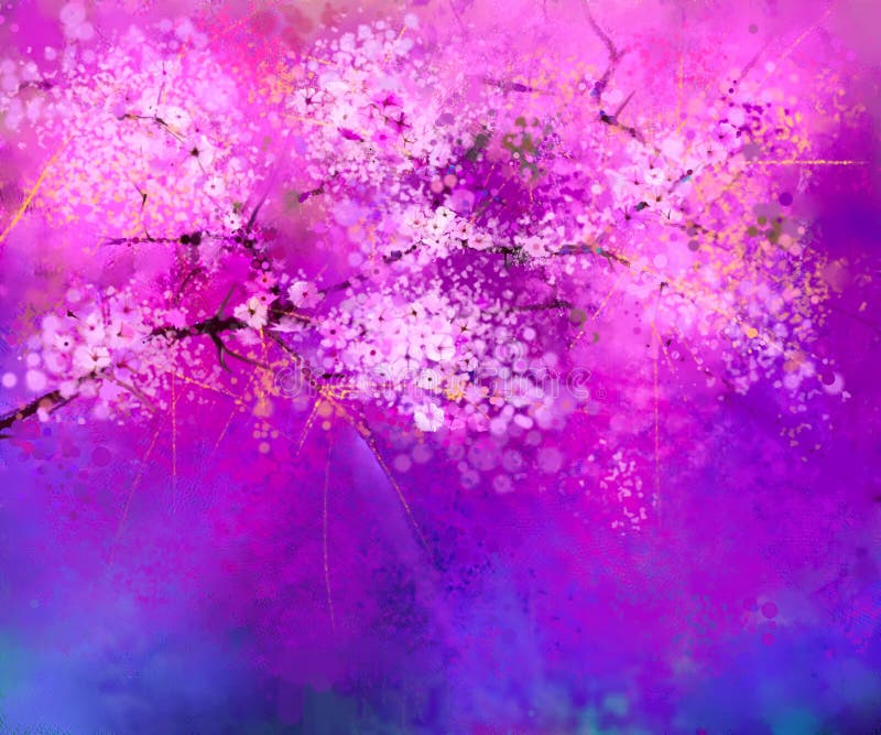 Vattenfärg som målar körsbärsröda blomningar royaltyfri illustrationer