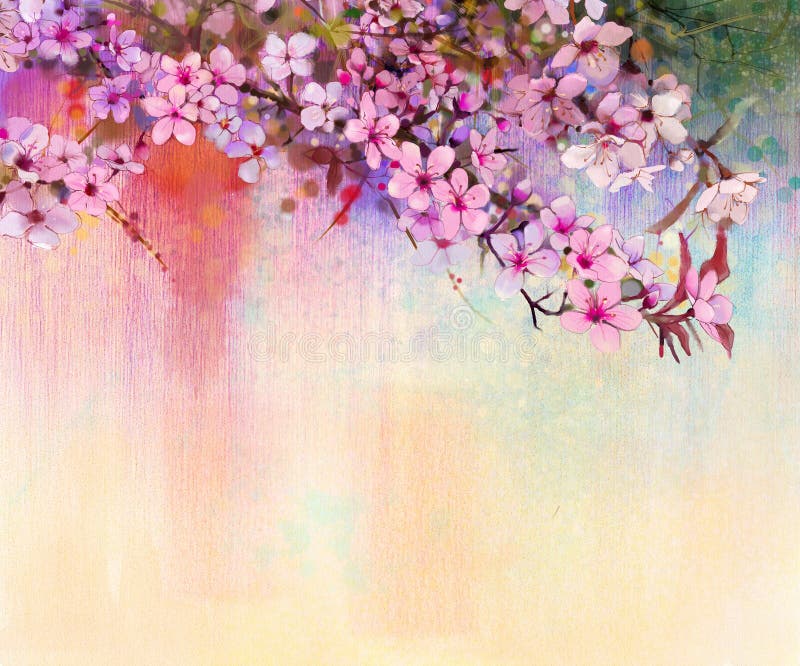 Vattenfärg som målar körsbärsröda blomningar, japansk körsbär, rosa Sakura vektor illustrationer