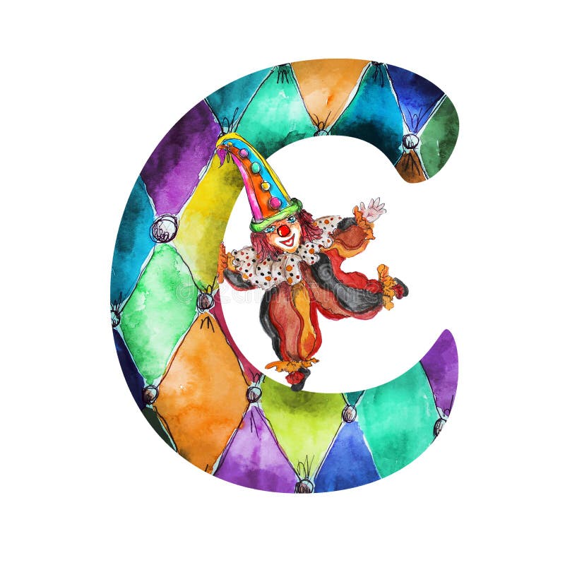 Vattenfärgclown för stilsort C på vit royaltyfri illustrationer Vattenfärgclown för stilsort C på vit royaltyfri illustrationer