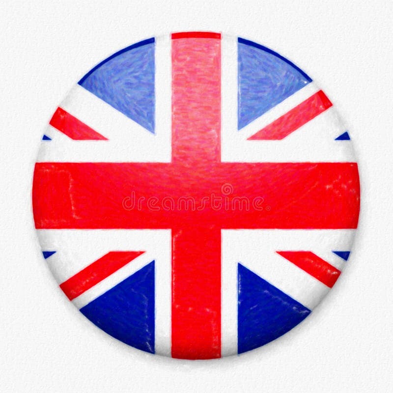 Watercolor Flag of UK in the form of a round button with a light glare and a shadow. The symbol of Independence Day, a souvenir, a button for switching the language on the site, an icon. Watercolor Flag of UK in the form of a round button with a light glare and a shadow. The symbol of Independence Day, a souvenir, a button for switching the language on the site, an icon.