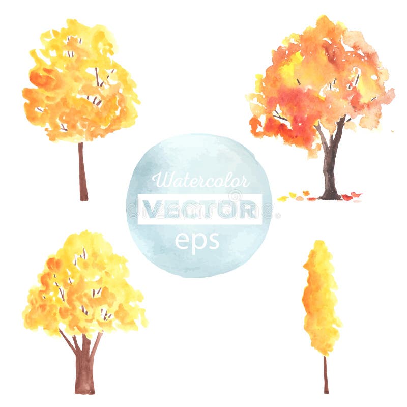 Vattenfärghöstträd som göras i vektor vektor illustrationer Vattenfärghöstträd som göras i vektor vektor illustrationer
