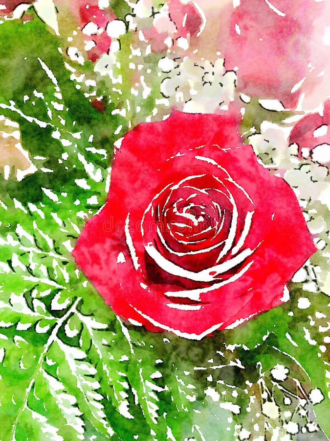 Vattenfärgillustration av vasen av färgrika blommor stock illustrationer Vattenfärgillustration av vasen av färgrika blommor stock illustrationer