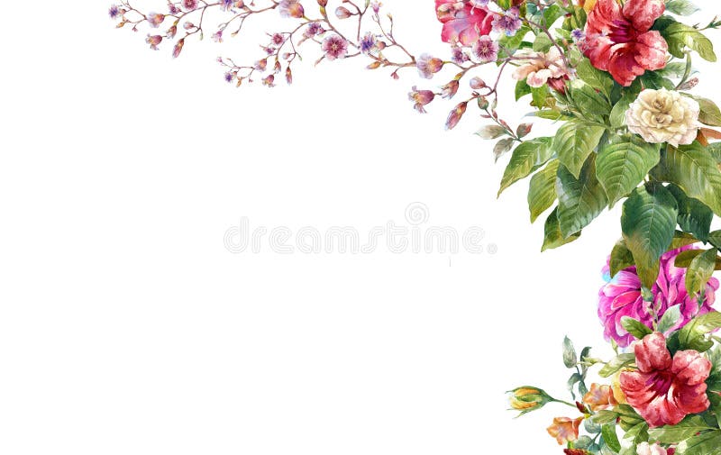 Vattenfärgmålning av sidor och blomman, på vit vektor illustrationer Vattenfärgmålning av sidor och blomman, på vit vektor illustrationer