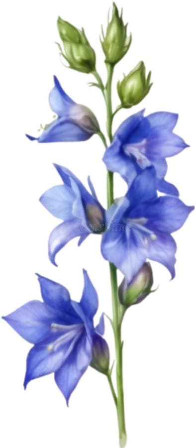 Vattenfärgning av larkspurblommor, målning av en larkspurblomma. hjälpmedel. vektor illustrationer